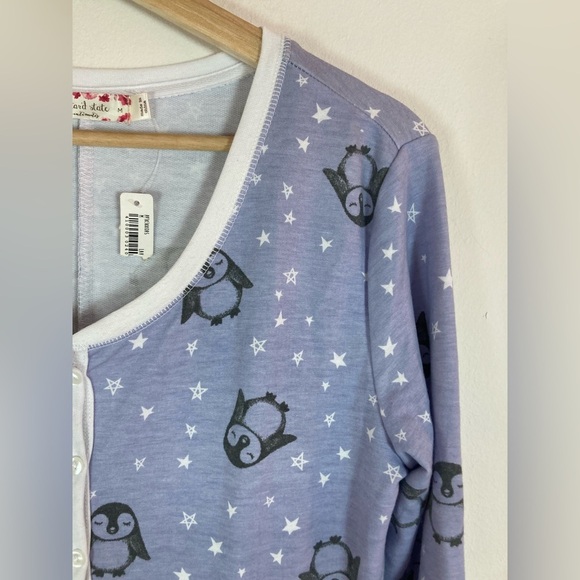 Altar’d State Penguin One Piece Pajamas Loungwear Blue White Medium NWT - Picture 7 of 8